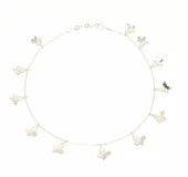 925 Ayar Gümüş 12 Kelebekli Halhal, Beyaz - Beyaz Taş thumbnail 2