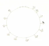 925 Ayar Gümüş 12 Kelebekli Halhal, Beyaz - Beyaz Taş thumbnail 1