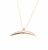 925 Ayar Gümüş Yarım Hilal Kolye, Pembe thumbnail 2