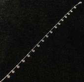 925 Ayar Gümüş Siyah Taş Kar Tanesi Halhal, Beyaz thumbnail 4