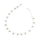 925 Ayar Gümüş Siyah Taş Kar Tanesi Halhal, Beyaz thumbnail 2