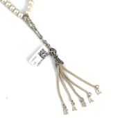 Küre Kesim İnci Doğaltaşlı Tesbih, Babam Yazılı Gümüş Püskül thumbnail 3