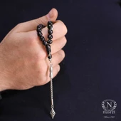 Canım Babam Yazılı Oltu Taşı Tesbih, Kamçı Püskül - 5
