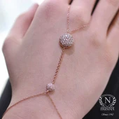 925 Ayar Rose Gümüş Yarım Yuvarlak Taşlı Şahmeran thumbnail 2