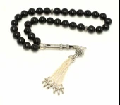 Siyah Oniks Doğaltaş Gümüş Tesbih thumbnail 1