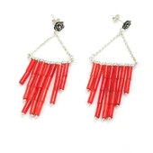 925 Ayar Gümüş Çubuk Mercan Küpe thumbnail 3