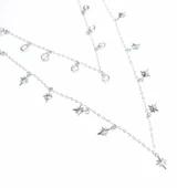 925 Ayar Gümüş Kuzey Yıldızı Ve Taşlı 2 Zincir Kolye thumbnail 1