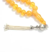 925 Ayar Gümüş Püskülü Sarı Sıkma Kehribar Tesbih thumbnail 2