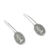 925 Ayar Gümüş Balık Kılçığı Desenli Şans & Kısmet Küpesi thumbnail 2