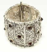 925 Ayar Gümüş Garnet Taşlı Paftalı Antik Bizans Bileklik thumbnail 3