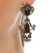 925 Ayar Gümüş ve Bronz Karışımı Garnet Taşlı Otantik Küpe thumbnail 1