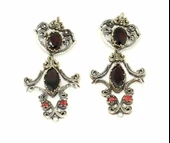 925 Ayar Gümüş ve Bronz Karışımı Garnet Taşlı Otantik Küpe thumbnail 6