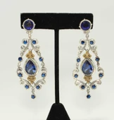 925 Ayar Gümüş ve Bronz Karışımı Mavi Safir Taşlı Otantik Küpe thumbnail 3