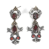 925 Ayar Gümüş ve Bronz Karışımı Garnet Taşlı Otantik Küpe thumbnail 2