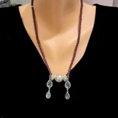 925 Ayar Gümüş Garnet ve Kuvars Taşlı Kolye thumbnail 1