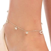 925 Ayar Gümüş Kalp ve Yıldız Halhal thumbnail 1