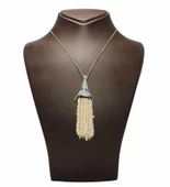 925 Ayar Gümüş İnci Taşlı Külah Kolye thumbnail 4