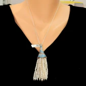 925 Ayar Gümüş İnci Taşlı Külah Kolye thumbnail 1