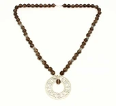 925 Ayar Gümüş Smoki Quartz Taşlı Ajur Kolye thumbnail 7