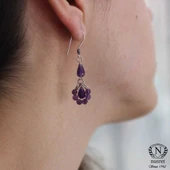 925 Ayar Gümüş Ametist Taşlı Halka Küpe thumbnail 4