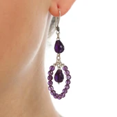 925 Ayar Gümüş Damla Ametist Taşlı Halka Küpe thumbnail 1