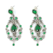 925 Ayar Gümüş Zümrüt Taşlı Antik Küpe thumbnail 2