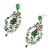 925 Ayar Gümüş Zümrüt Taşlı Antik Küpe thumbnail 1