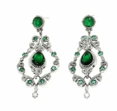 925 Ayar Gümüş Zümrüt Taşlı Antik Küpe thumbnail 3