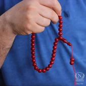 Kırmızı Renk Özel Sıkma Kehribar Tesbih thumbnail 1