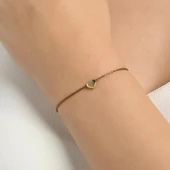 925 Ayar Gümüş İpli Kalp Bileklik, Sarı thumbnail 1