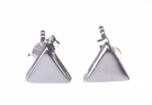 925 Ayar Gümüş Minik Üçgen Küpe, Beyaz thumbnail 2