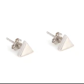 925 Ayar Gümüş Minik Üçgen Küpe, Beyaz thumbnail 1