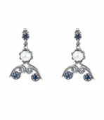 925 Ayar Gümüş Safir & İnci Taşlı Tasarım Antik Küpe thumbnail 4