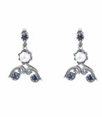 925 Ayar Gümüş Safir & İnci Taşlı Tasarım Antik Küpe thumbnail 3