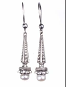 925 Ayar Gümüş İnci Taşlı Buket Tasarım Küpe thumbnail 4