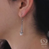 925 Ayar Gümüş İnci Taşlı Buket Tasarım Küpe thumbnail 1