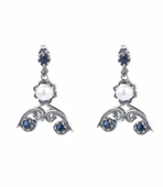 925 Ayar Gümüş Safir & İnci Taşlı Tasarım Antik Küpe thumbnail 2