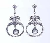 925 Ayar Gümüş İnci Taşlı Kuğulu Antik Küpe thumbnail 2