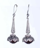 925 Ayar Gümüş Kırmızı Zirkon Taşlı Sallantılı Küpe thumbnail 4