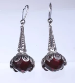 925 Ayar Gümüş Kırmızı Zirkon Taşlı Sallantılı Küpe thumbnail 3