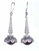 925 Ayar Gümüş Kırmızı Zirkon Taşlı Sallantılı Küpe thumbnail 5