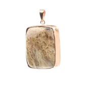 925 Ayar Gümüş Dikdörtgen Taşlı Kolye Ucu thumbnail 1