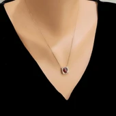 925 Ayar Gümüş Damla Yakut Taşlı Kolye thumbnail 1