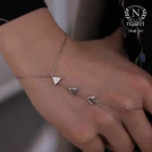 925 Ayar Gümüş Üçlü Üçgen Şahmeran Bileklik thumbnail 3