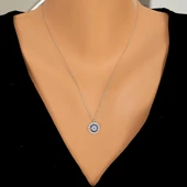 925 Ayar Gümüş Çiçek Göz Boncuğu Kolye, Beyaz thumbnail 1