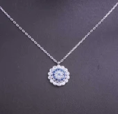 925 Ayar Gümüş Çiçek Göz Boncuğu Kolye, Beyaz thumbnail 4