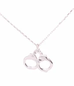 925 Ayar Gümüş Kelepçe Kolye, Beyaz thumbnail 2