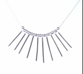 925 Ayar Gümüş 10'lu Toplu İnce Saçak Kolye, Beyaz thumbnail 1