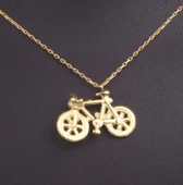 925 Ayar Gümüş Bisiklet Charm Kolye, Sarı thumbnail 6