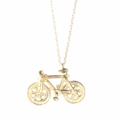 925 Ayar Gümüş Bisiklet Charm Kolye, Sarı thumbnail 5